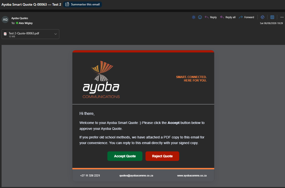 QuoteFlow approval email