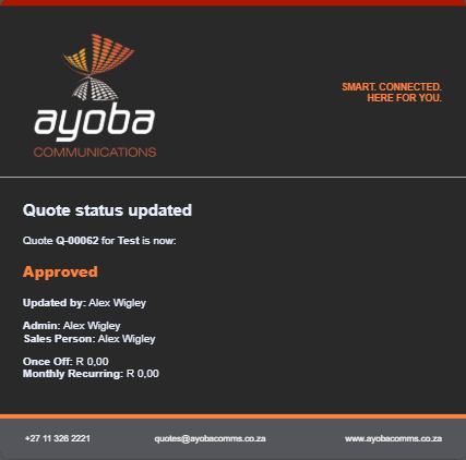 QuoteFlow status update email